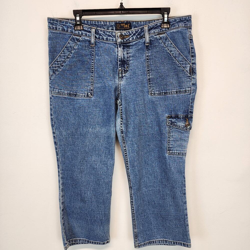 Lei Womens Cargo Capri Jeans Size 14 Back Flap Pockets Low Rise Y2K Retro 2000